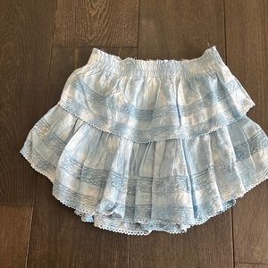 Love shack fancy blue tie-dye skirt